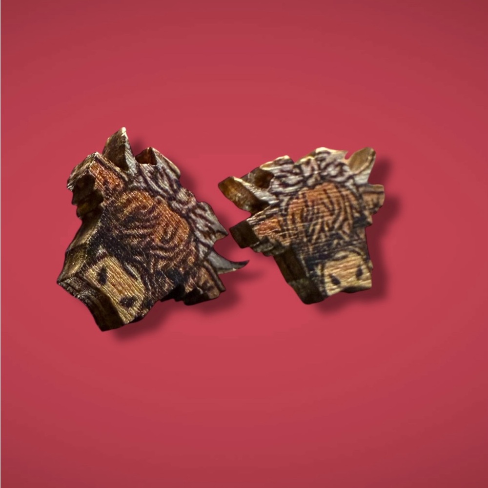 Brown & White Cow Stud Earring